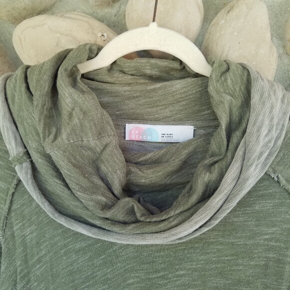 FREE PEOPLE Olive Green Cowl Neck Pull-Over Sweater ONE BODY UN Corp - Picture 4 of 12